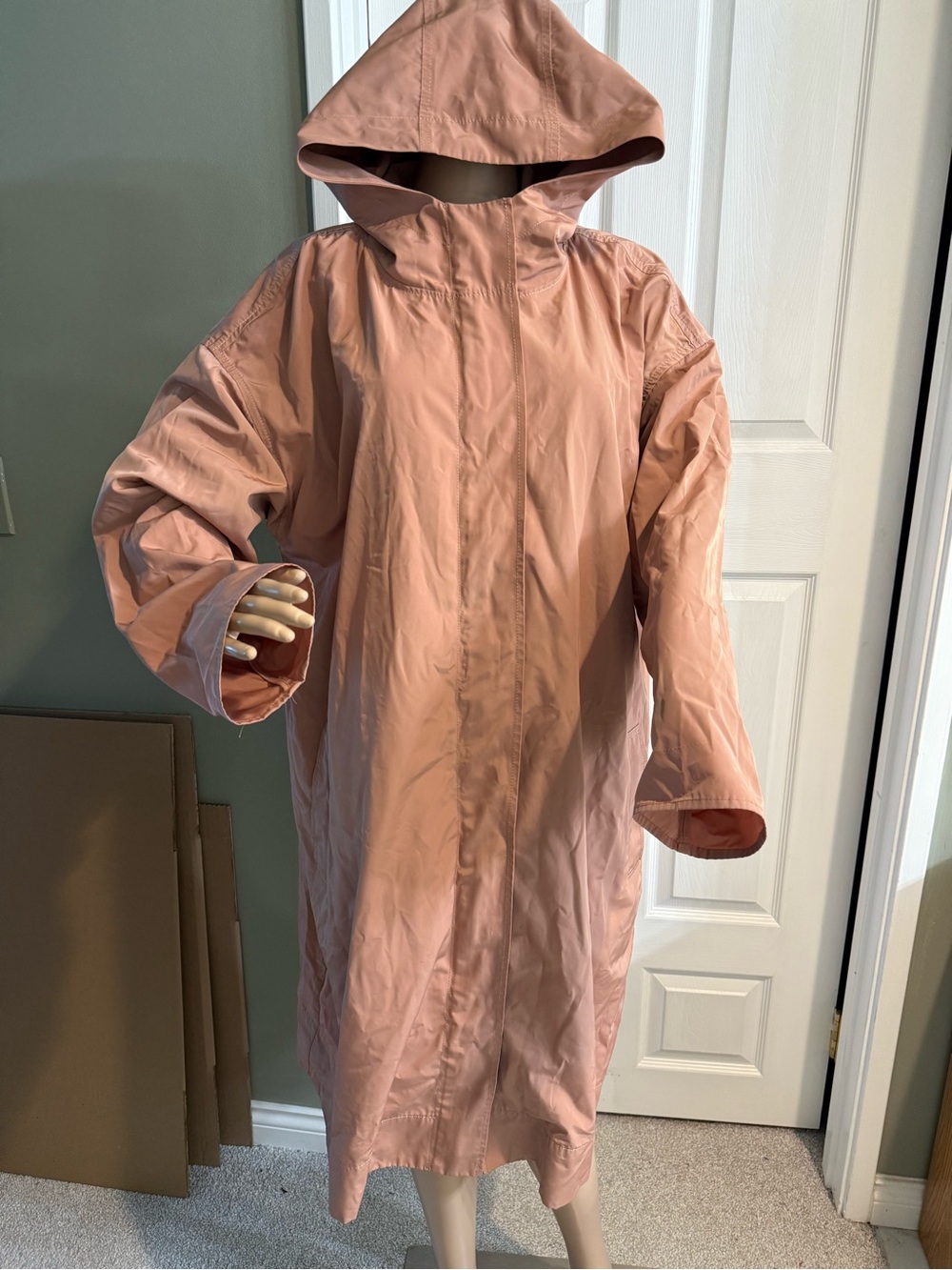 Eileen Fisher Women Raincoat Long Sleeve Recycled Polyester Plus Size 3X Caramel